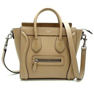 Celine Luggage Nano Shopper Women's Handbag in Beige Leather